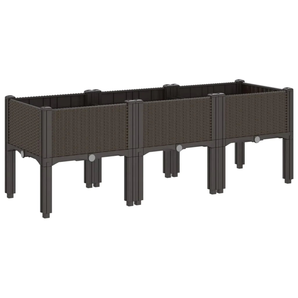 Fioriera rialzata per piante fiori patio giardino con gambe 120 x 40 x 42 cm PP marrone 02_0038151
