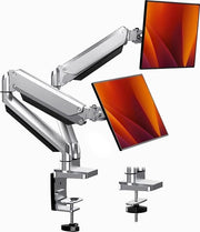 Braccio Monitor doppio per schermo LCD/LED da 13"-32" Tecnologia a gasveer movimento libero Piegamento ±45° Rotazione 180° Rotazione 360° Braccio monitor con supporto Ergonomico Design Vesa 100/75mm Peso massimo 8kg