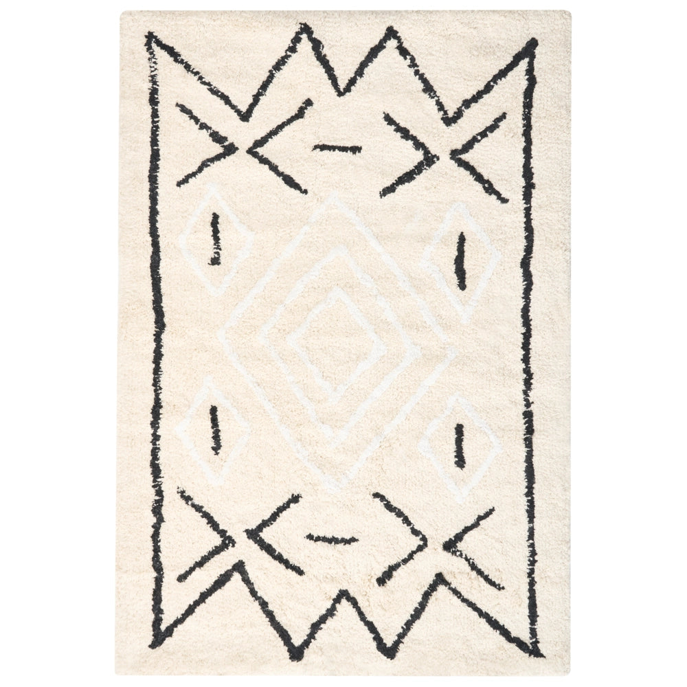 Tappetino da bagno in cotone rettangolare 60 x 90 cm Motivo geometrico Accessori da bagno Beige chiaro