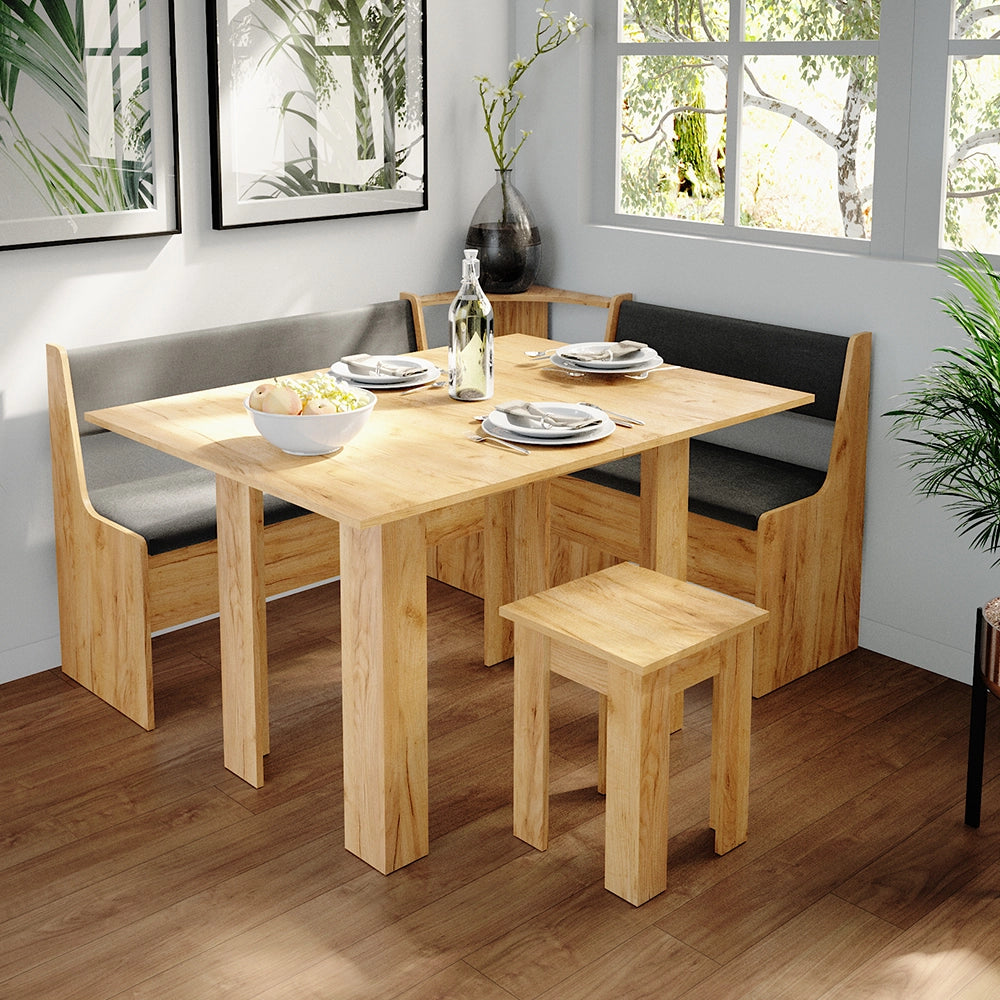 Vicco Gruppo panca ad angolo Quercia dorata 150 x 41.5 cm con tavolo