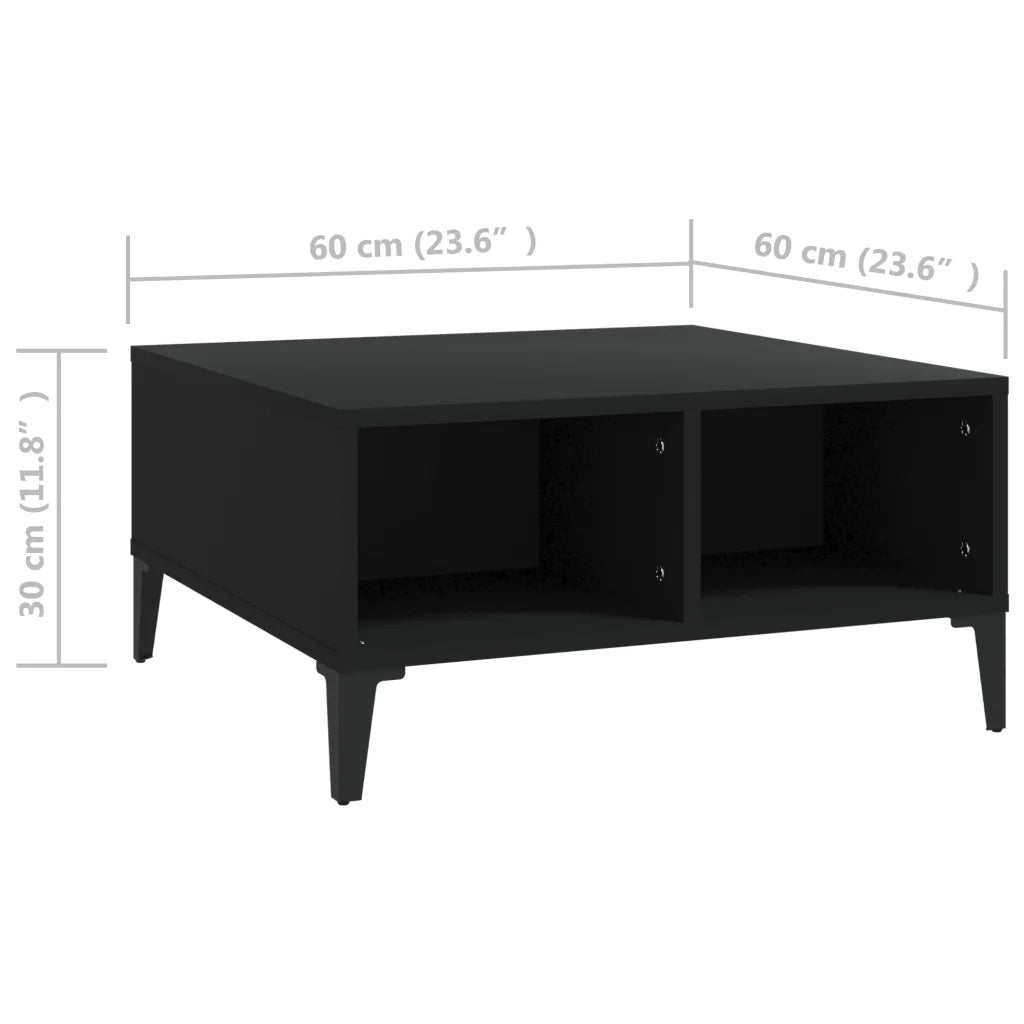 Tavolino da Salotto Nero 60x60x30 cm in Legno Multistrato 805987