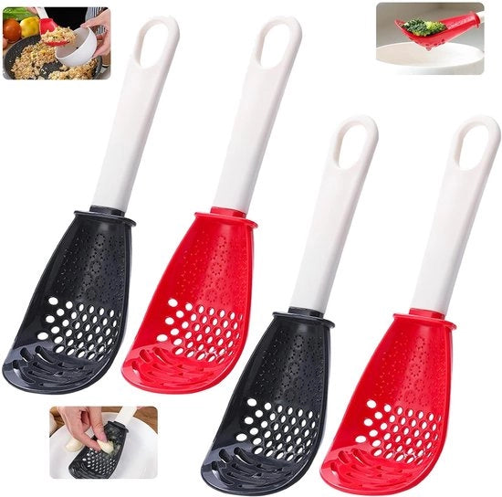 Set di Spatole per Cucina 4 pezzi - Spatola Multifunzione per Cucina - Spatola per Cucina in Silicone - Afttappo/Sciacquare/Raspare - Materiale Polypropileno - Dimensioni 23 x 7,5 x 2,5 cm