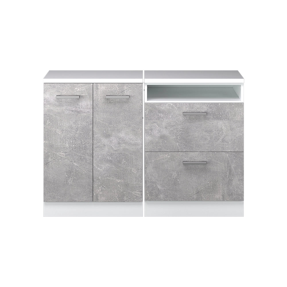 Set di mobili sottotetto Rion Calcestruzzo/Bianco 120 cm Set di 2 carcasse armadio profondità 60 cm Vicco