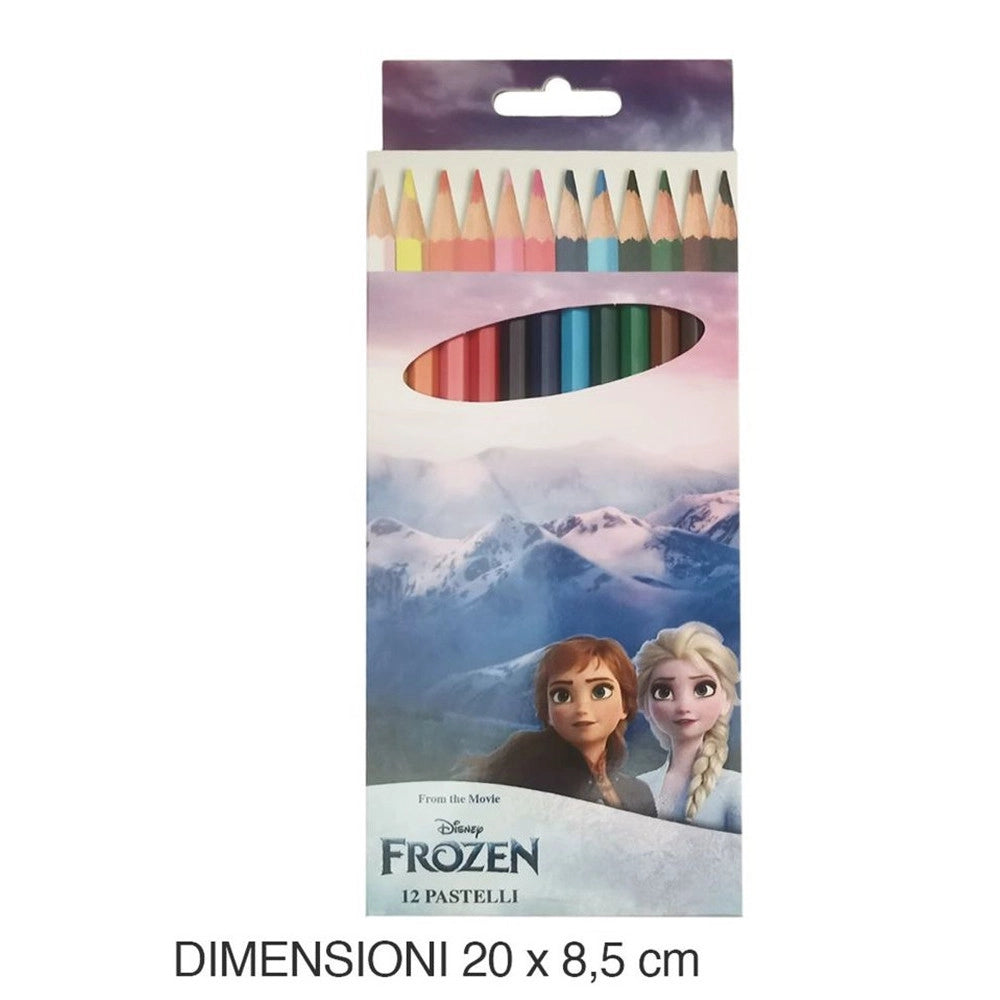 Trade Shop - Set 12 Pastelli Matite Colorate Colori Frozen Disegno Scuola Bambine Cancelleria 953452 -