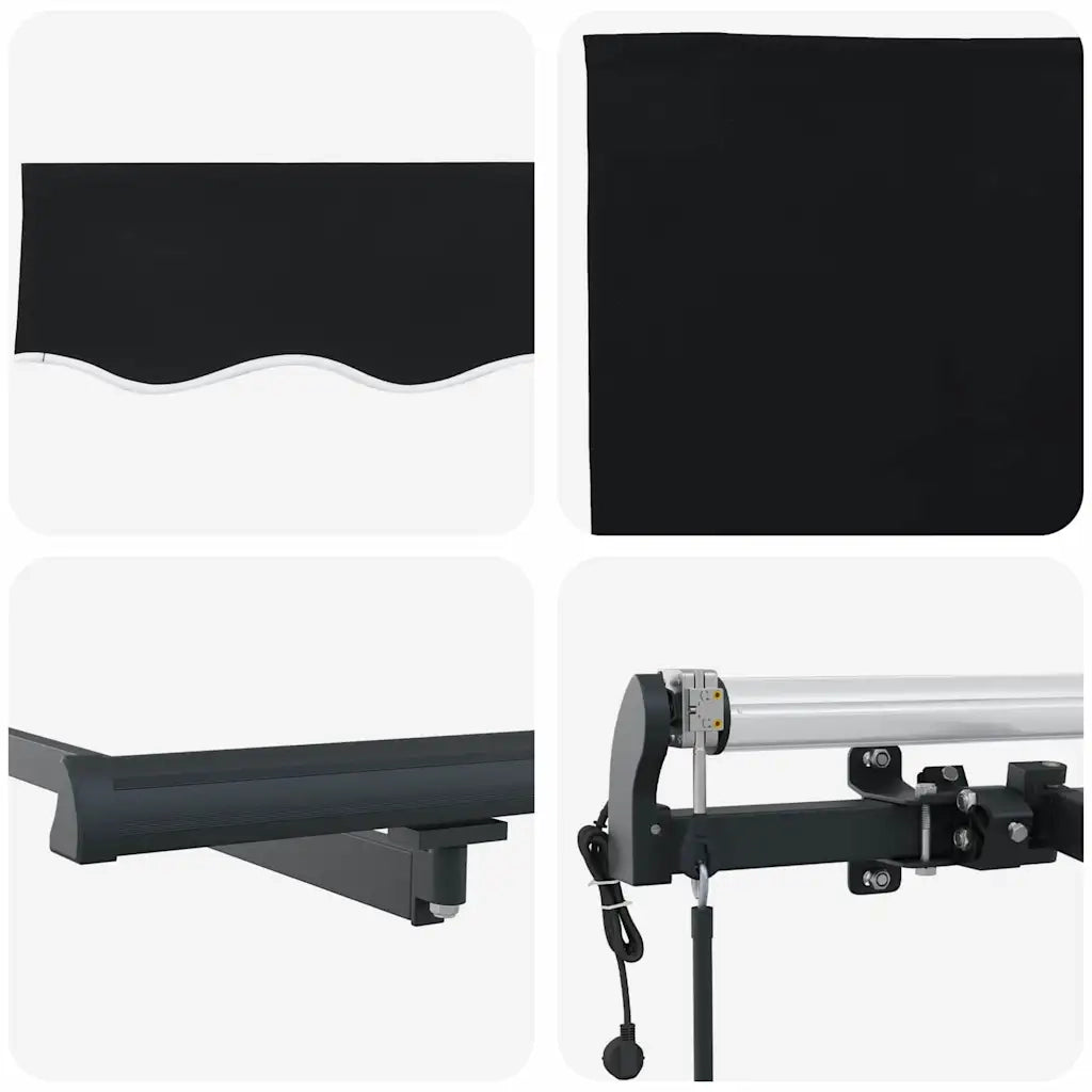 Tenda Retrattile Nero 400 × 300 cm Tessuto e Alluminio 3330597