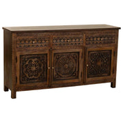 Credenza in legno artigianale con 3 ante, 153x40x84h cm