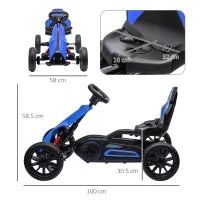 Go Kart a Pedali per Bambini 3-8 Anni con Sedile Regolabile e Ruote in EVA, 100x58x58.5 cm, Blu