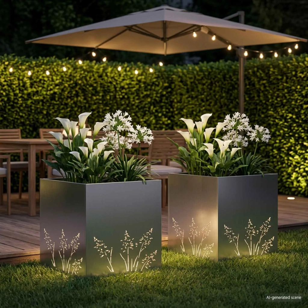 Vaso da giardino 2 pz Argento 50 x 50 x 49 cm Acciaio zincato 8005803