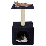 Tiragraffi albero per gatti cuccia per gatti peluche in sisal 55 cm blu scuro 3702122
