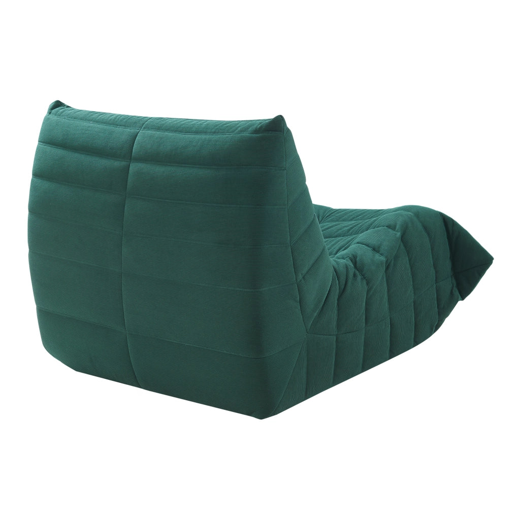 Poltrona Bassa Imbottita Kodsø con Rivestimento in Velluto a Coste 75x90x100 cm - Verde [en.casa]