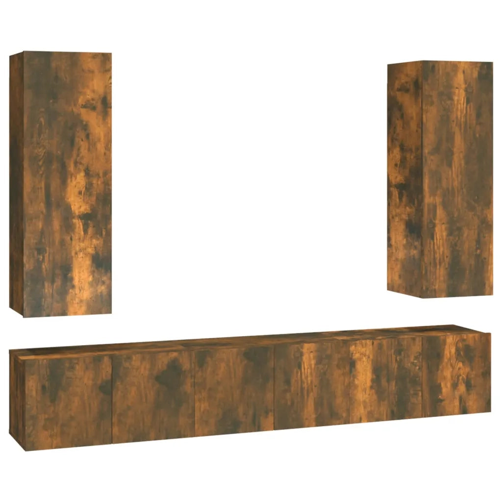 Set di Mobili Porta TV 5 pz-Credenza per TV Rovere Fumo in Legno Multistrato 866539