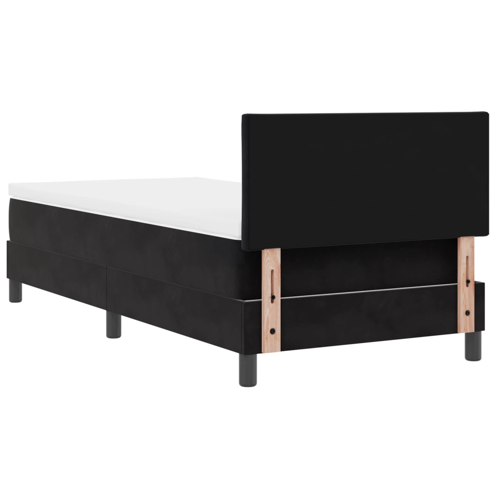Letto Box Spring con Materasso Nero 100x200 cm Velluto