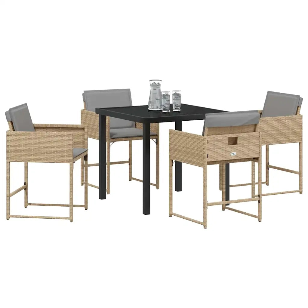 Set da Pranzo per Giardino 5 pcs Beige polyrattan 3380737