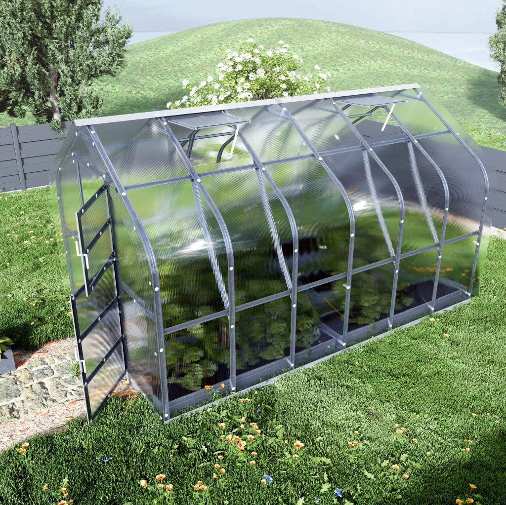 Serra da giardino KLASIKA Standard 10m2, 2,5m x 4m, 4 mm con rivestimento in policarbonato (con 2 tetti ad apertura automatica)