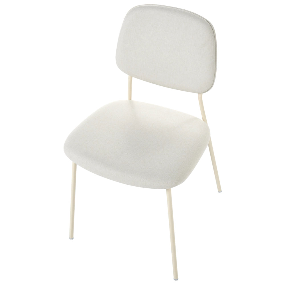 Set di 4 sedie da pranzo bianco sporco con gambe in ferro e rivestimento in poliestere nero senza braccioli design moderno e minimalista
