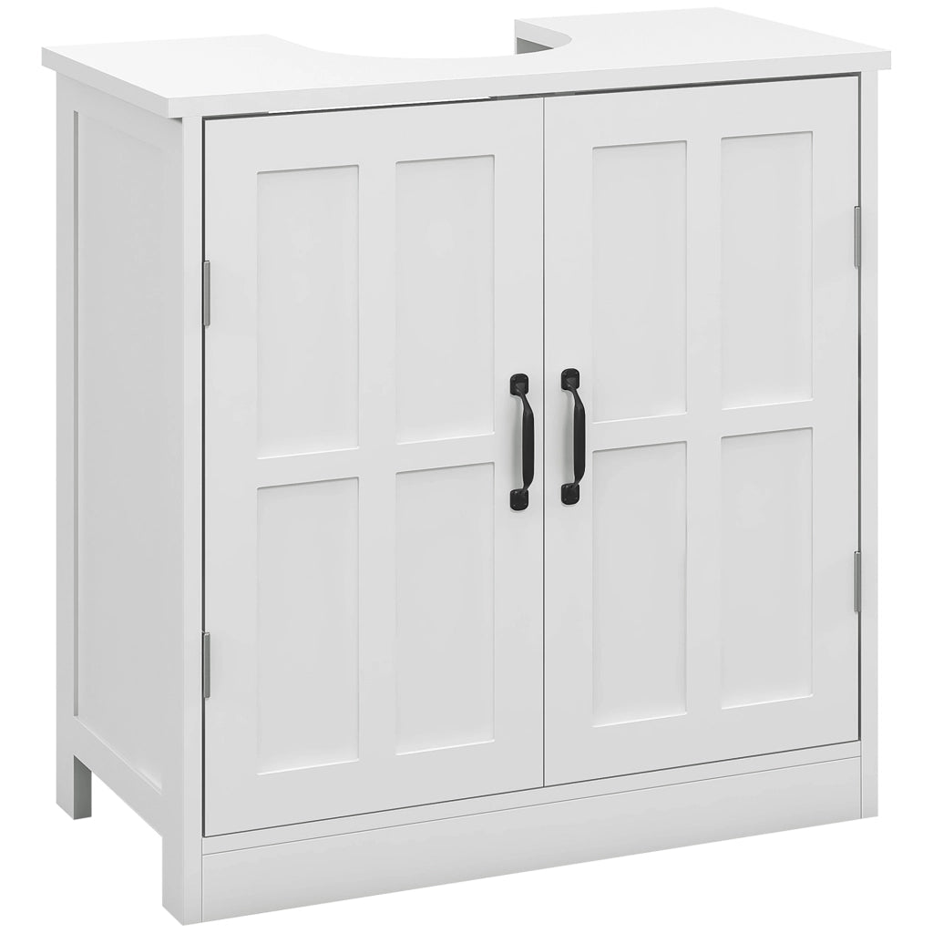 Mobile per Lavabo 60x30x60 cm Sotto Lavabo con 2 Ante e Ritaglio a Forma di U in MDF Bianco