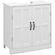Mobile per Lavabo 60x30x60 cm Sotto Lavabo con 2 Ante e Ritaglio a Forma di U in MDF Bianco