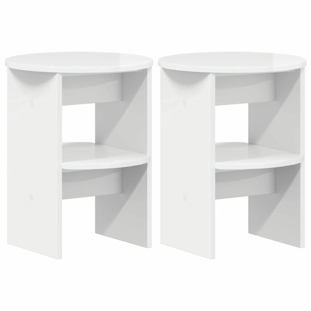 Mobile laterale 2 pcs Bianco Lucido Ø40 x 50 cm