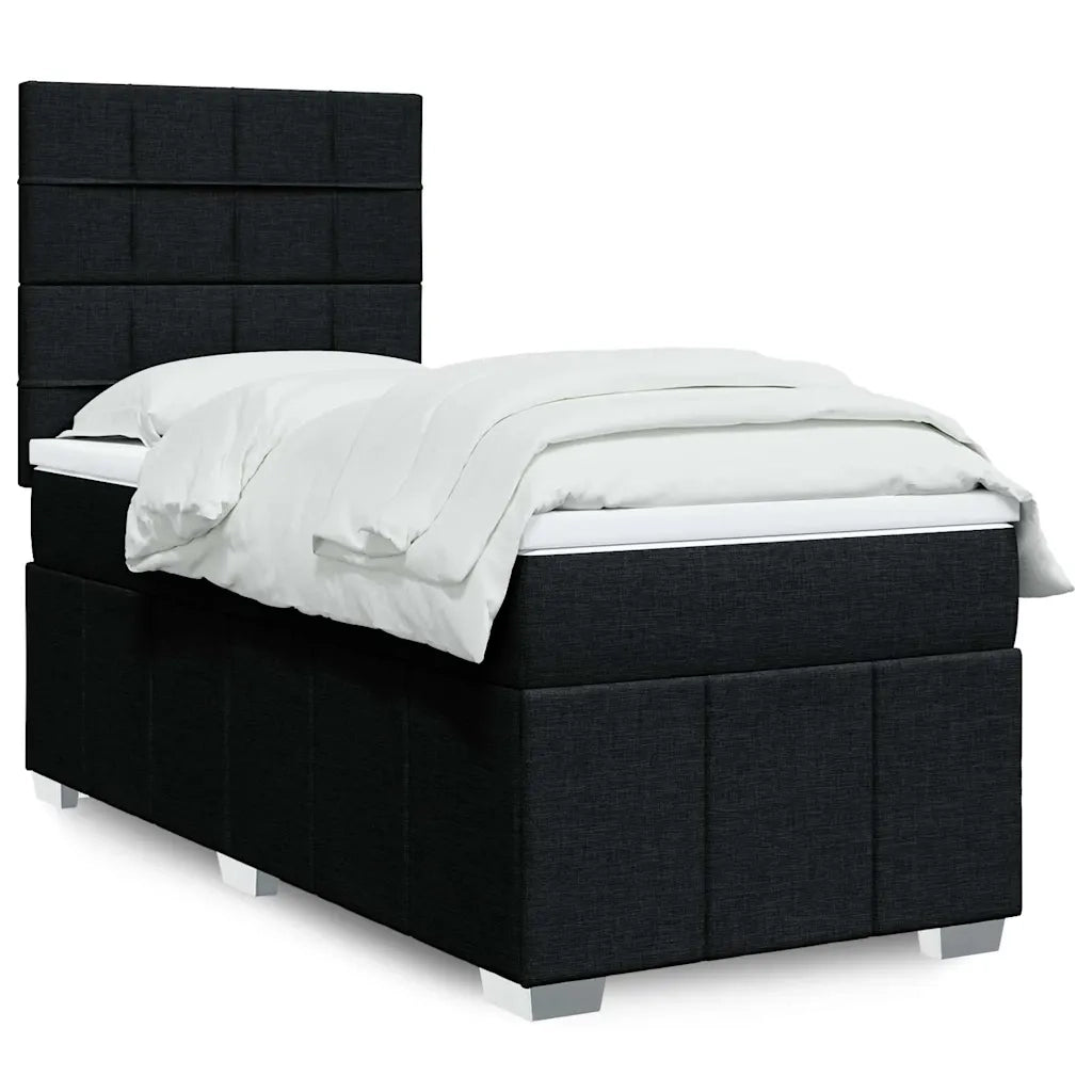 Letto singolo | Letto per adulti | Giroletto a Molle con Materasso Nero 80x200 cm inTessuto