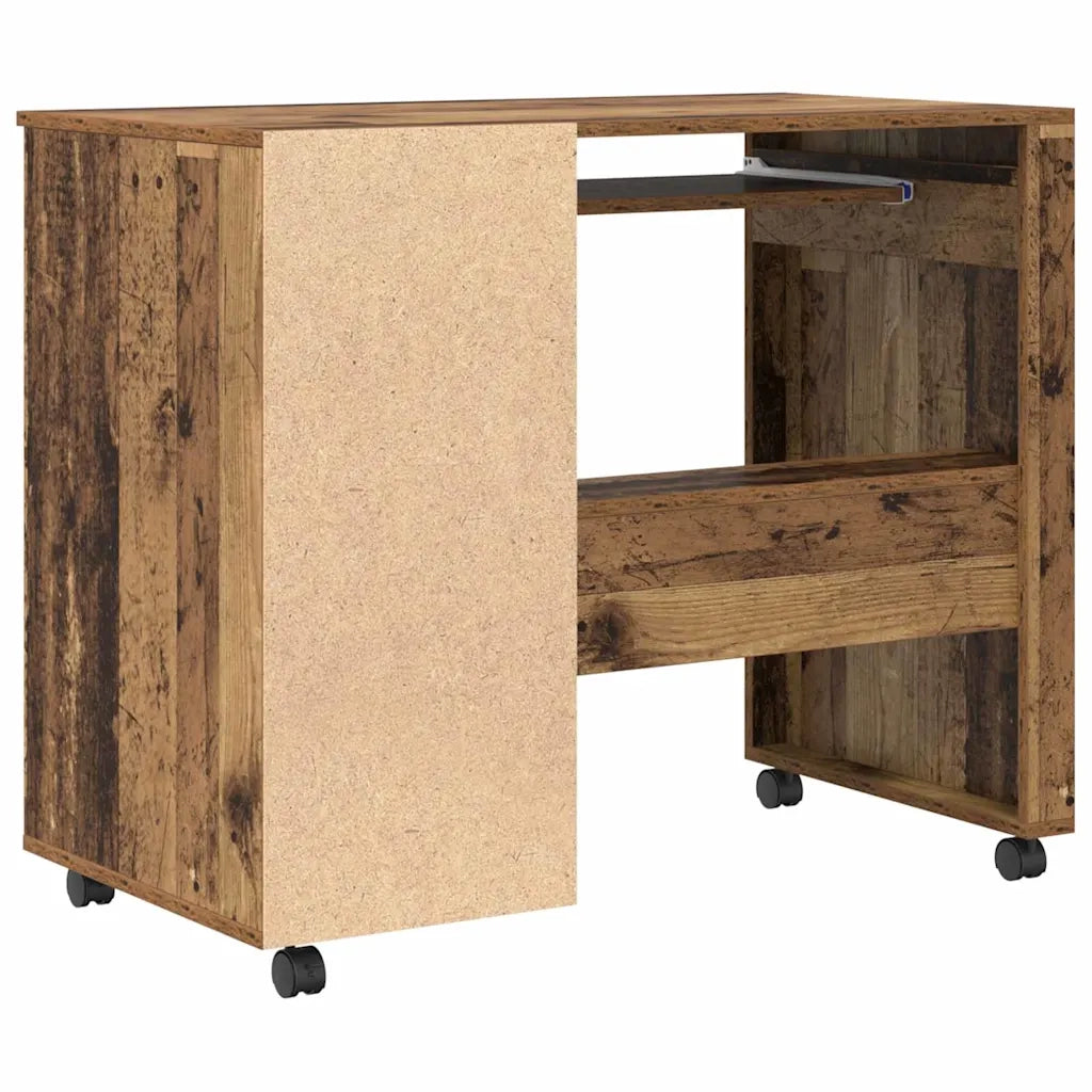 Scrivania | Tavolo da Ufficio con Ruote con cassetto Legno vecchio 91 x 50 x 77 cm