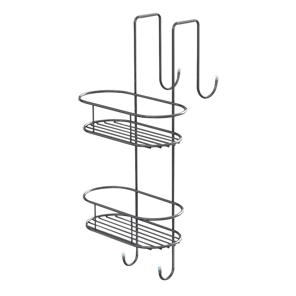 Portaoggetti appendibile da doccia Gedy 24x22x49 cm in metallo cromato con due mensole | Tito Round