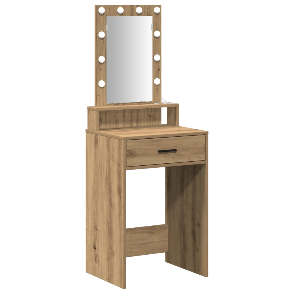 Toeletta con Luci LED Rovere 50x41x140 cm
