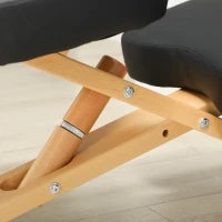 Sedia Ergonomica Posturale con Inginocchiatoio, Altezza Regolabile e Rotelle in Legno, Nero