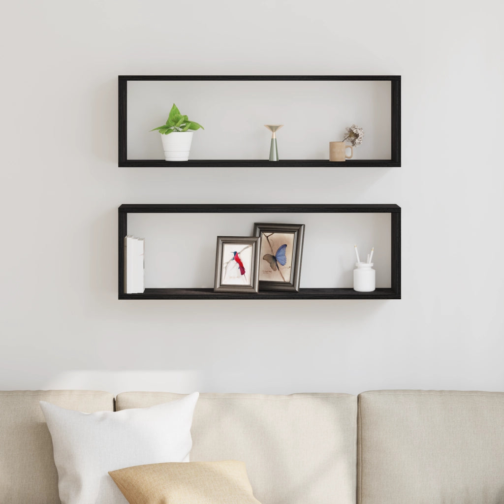 Mensole vitaXL - Set di 2, Rovere Nero, 80x15x26 cm, Realizzate in Legno Ingegnerizzato