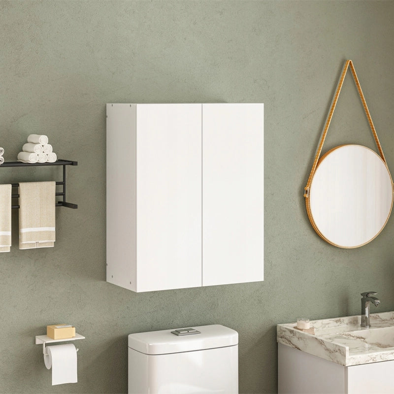 Mobiletto da bagno moderno a 2 ante, bianco, con 3 ripiani, 80 cm