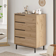 Lusevera, Cassettiera 4 Cassetti, 75x45x95h cm Marrone Rovere