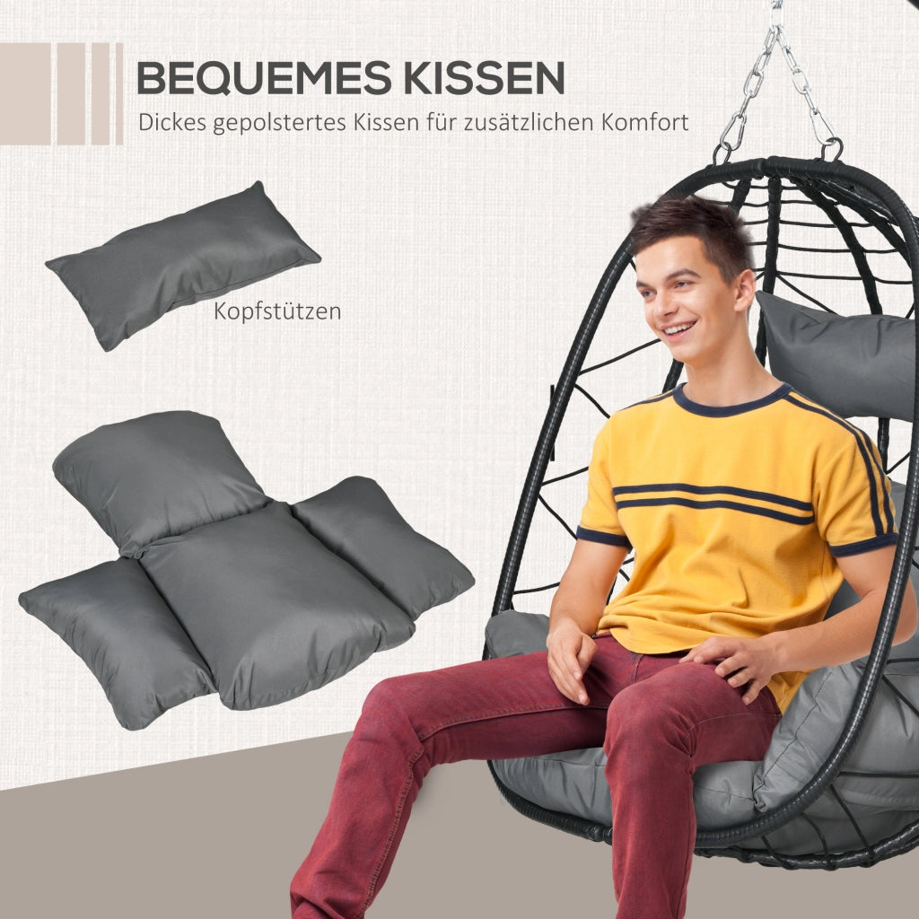 SEDIA SOSPESA 102x102x195 cm Nero con struttura in acciaio