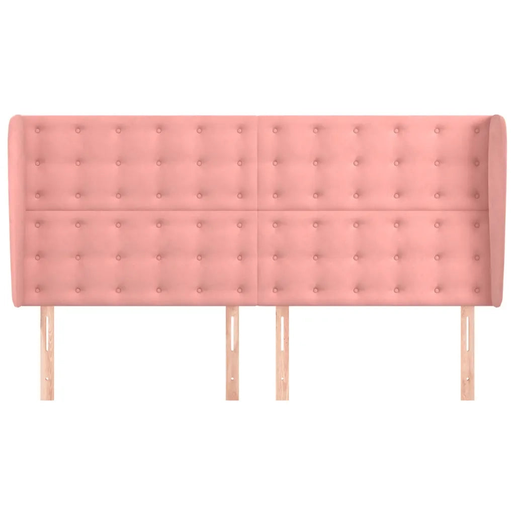 Testiera ad Orecchio-Testata con Orecchie Rosa 183x23x118/128 cm in Velluto 156279