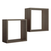 Set di 2 Mensole da Muro Modello Q-BIS, Cubi Arredo, Mensole Cubo, Cubi da Parete. Misure 35x35 p15.5 cm e 31x31 p15.5 cm. Finitura NOCE - MADE IN ITALY