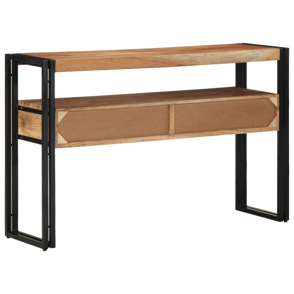Tavolini  Neri 120x33x75 cm in Legno Massello di Acacia e Metallo