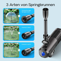 CUP-359 Pompa fontana con UVC 9W, 2000 l/h 45W, 4 giochi d'acqua, Pompa filtro laghetto