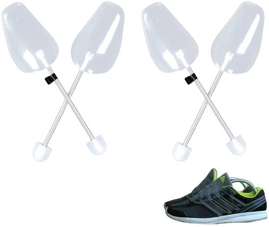 Tensionatore per Scarpe 2 Pari - Adattabile - Previene Squame - Mantiene la Forma - Adatto per Viaggio e Casa - Translucido Bianco - Cassetto per Scarpe