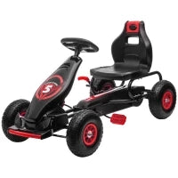 Go Kart a Pedali per Bambini da 5-12 Anni con Sedile Regolabile e Ruote in Gonfiabili, Rosso