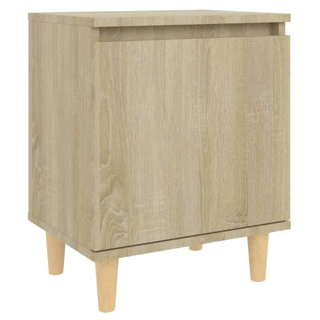 Comodini Gambe in Legno Massello 2pz Rovere Sonoma 40x30x50cm 805822