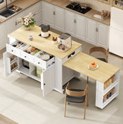 Isola da cucina mobile con tavolo estraibile e prese USB