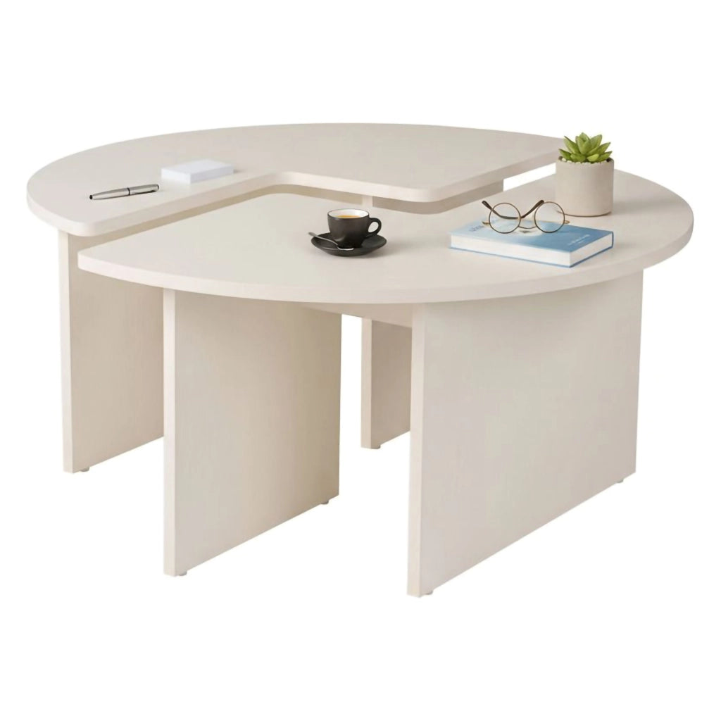 Tavolino da salotto Tairn, Tavolo basso da caffè, Portariviste per divano, Ripiano da soggiorno, 90x90 h41 cm, Bianco
