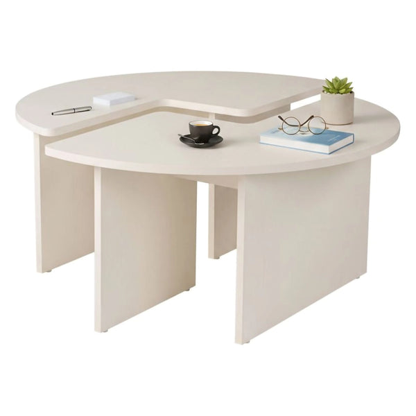 Tavolino da salotto Tairn, Tavolo basso da caffè, Portariviste per divano, Ripiano da soggiorno, 90x90 h41 cm, Bianco