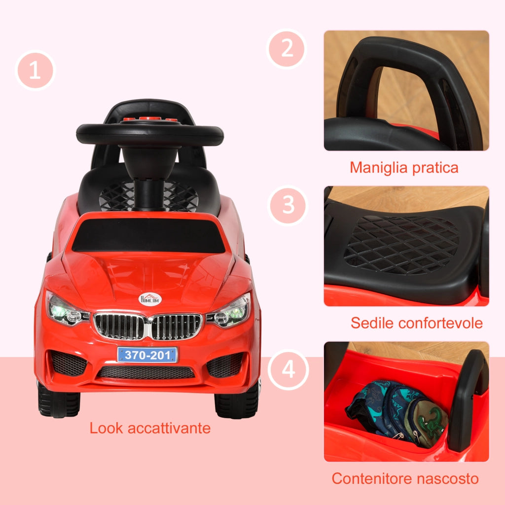 Macchinina Cavalcabile per Bambini ¨C zephmum ¨C Rosso, con Volante, Fari e Musiche, 18-36 Mesi