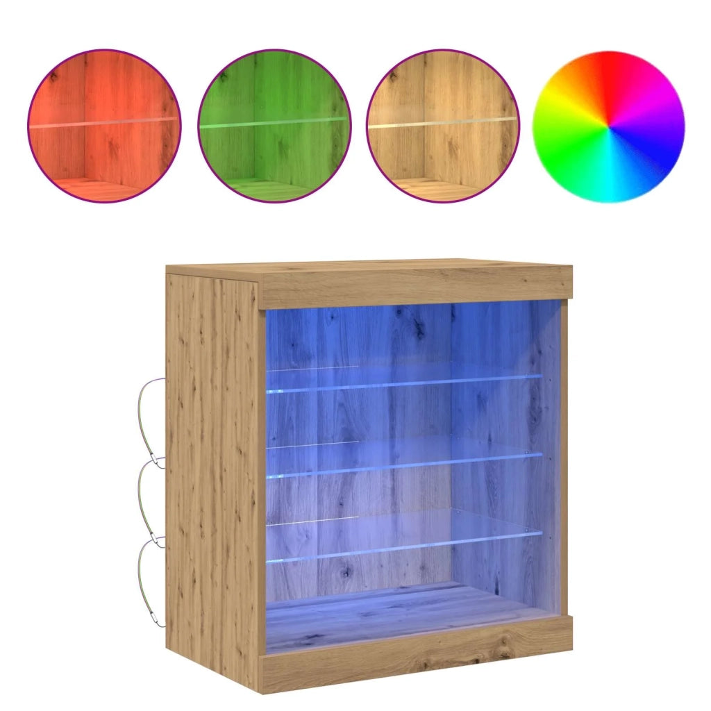 Credenza | Madia LED con strisce LED Rovere artigianale 60,5 x 37 x 67 cm