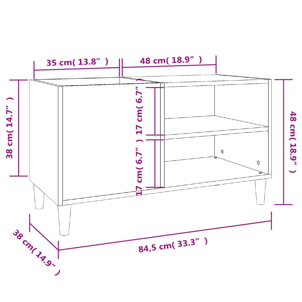 Mobile Porta Dischi Rovere Fumo 84,5x38x48 cm Legno Multistrato 831946