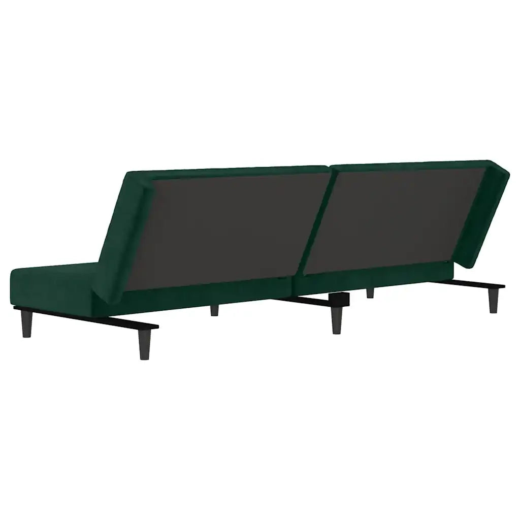 Divano Letto a 2 Posti Verde Scuro in Velluto 375734