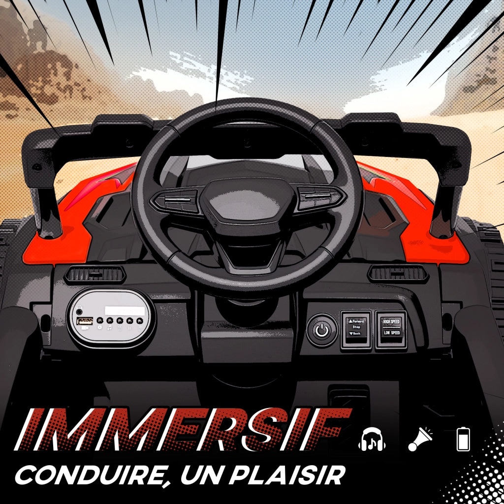 Auto elettrica per bambini ¨C Minimal ¨C Rosso, telecomando, LED, musica, 3-8 anni