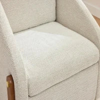 Poltrona d'arredo per soggiorno con braccioli in legno, cuscino posteriore e tessuto in chenille, 73.5x73.5x73.5 cm, Beige