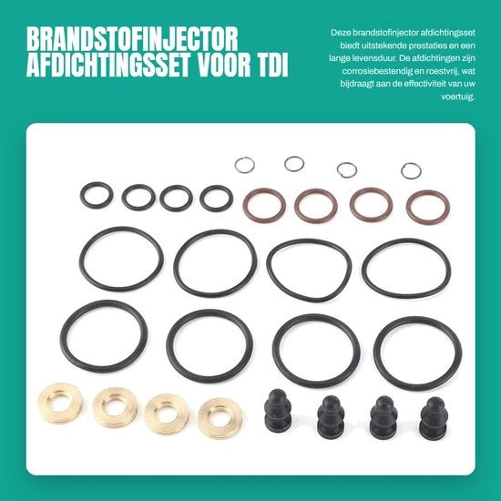 Set di afdichting per iniettore di combustibile - 4 set - Adatto per 1.2/1.4/1.9/2.0 TDI - Resistente alla corrosione - Resistente all'ossidazione - Prestazioni a lungo termine - Afdichting per iniettore