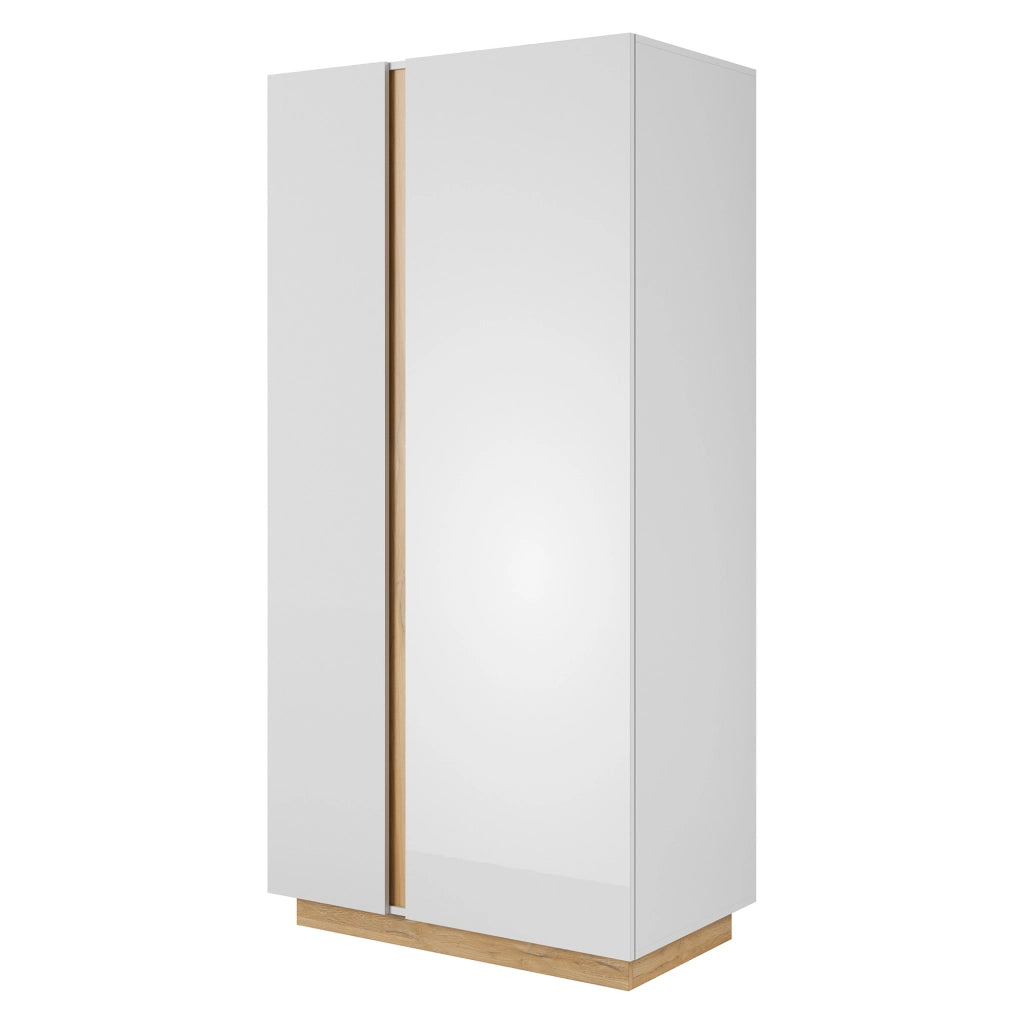 Armadio Camera da Letto Kabatoli, Guardaroba 2 Ante Appendiabiti, 97x194h cm Marrone Rovere Nodi