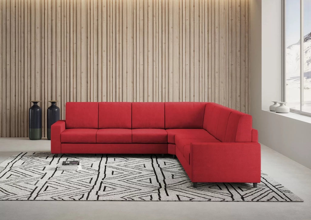 Divano sakar 3 posti  (tre sedute da 60cm) + angolo + divano 3 posti (tre sedute da 60cm) misure esterne l.286x286 | rosso - Mobili 2G